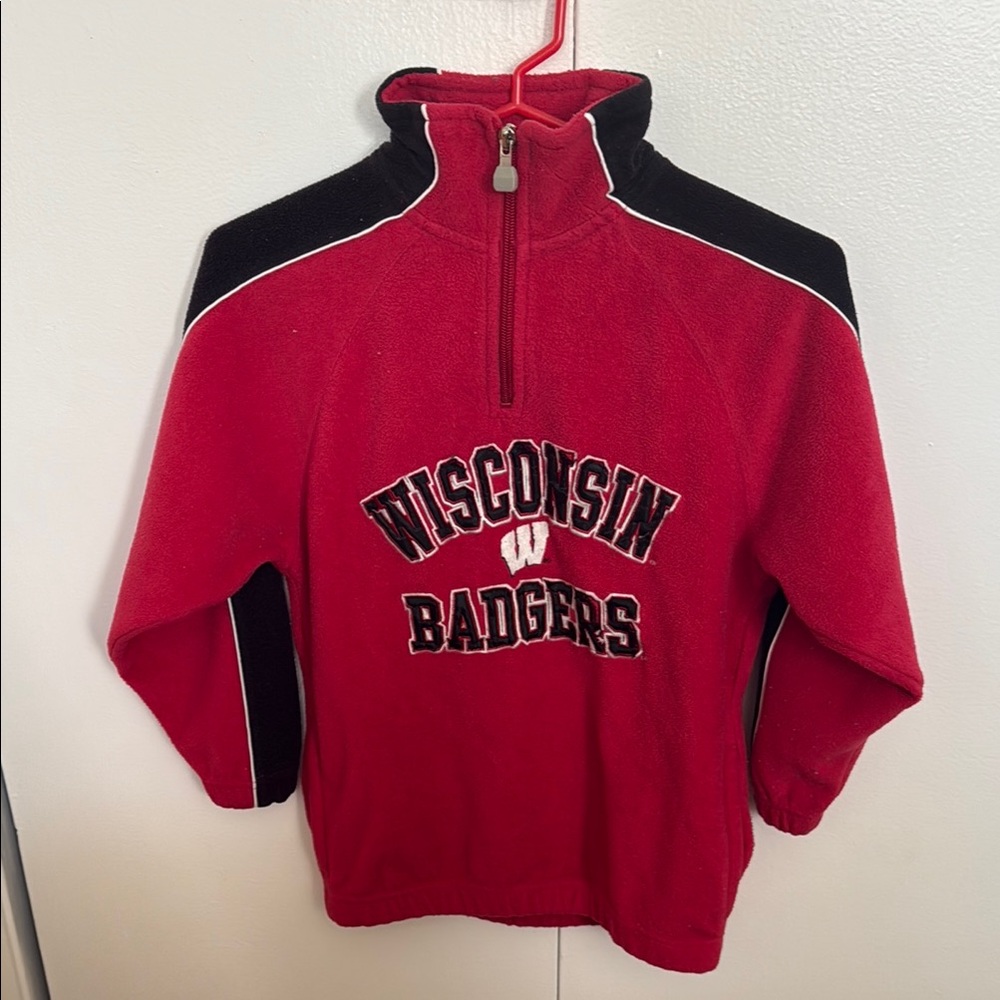 Kids Adidas Red Wisconsin Badgers Fleece Pullover